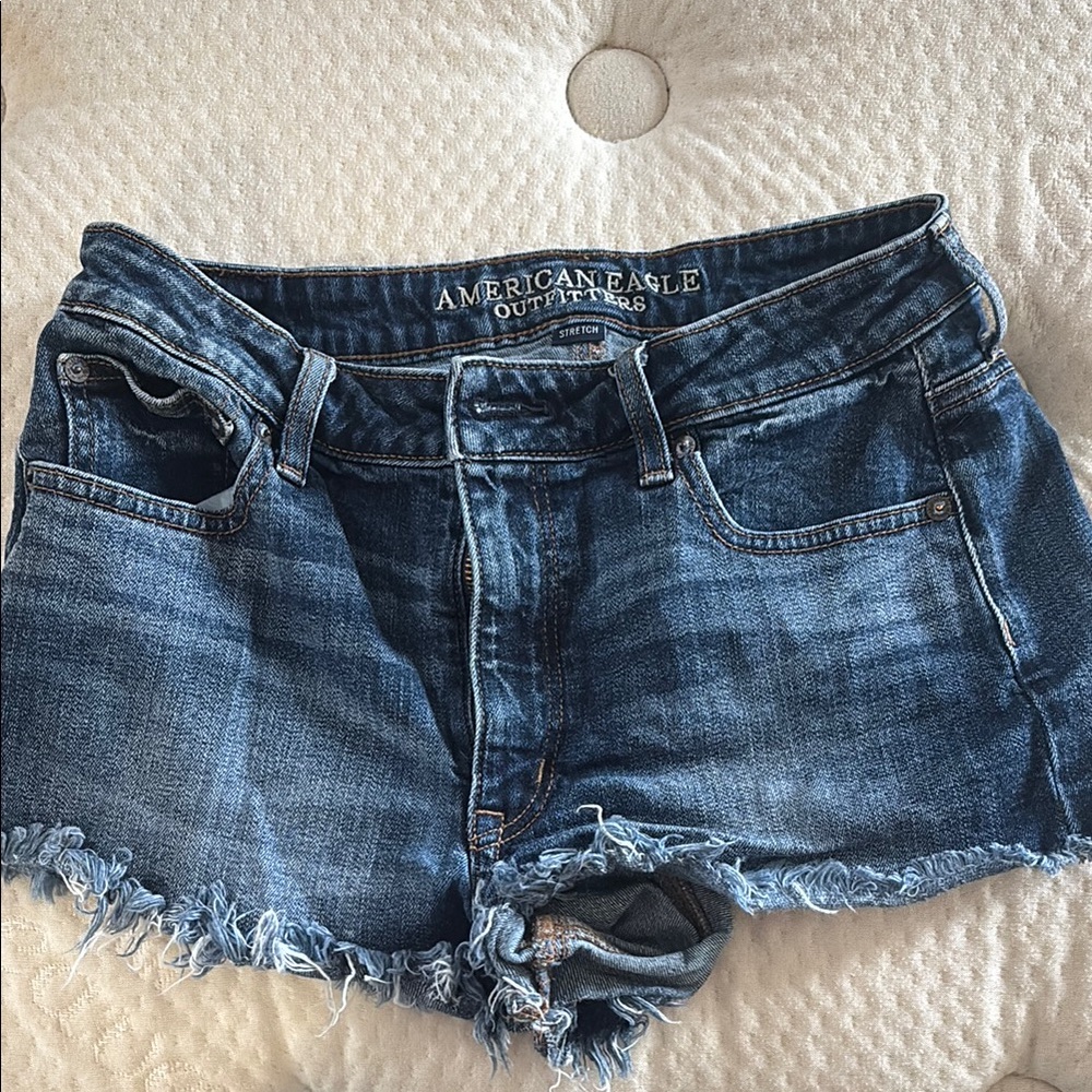 American Eagle Outfitters Blue Jean Shorts Distressed Cut-Off Style